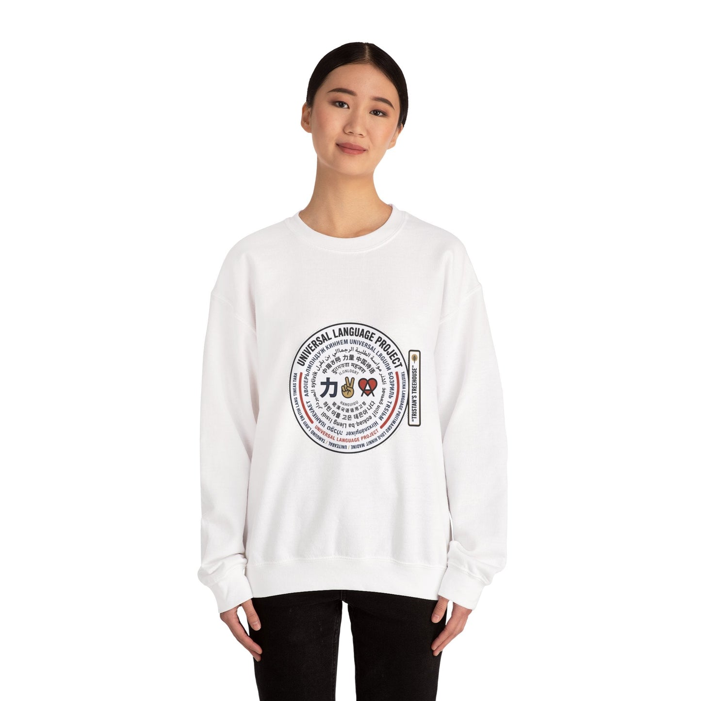 Universal Language Crewneck — "Love/Joy/Peace" Multi-Script Statement Sweatshirt