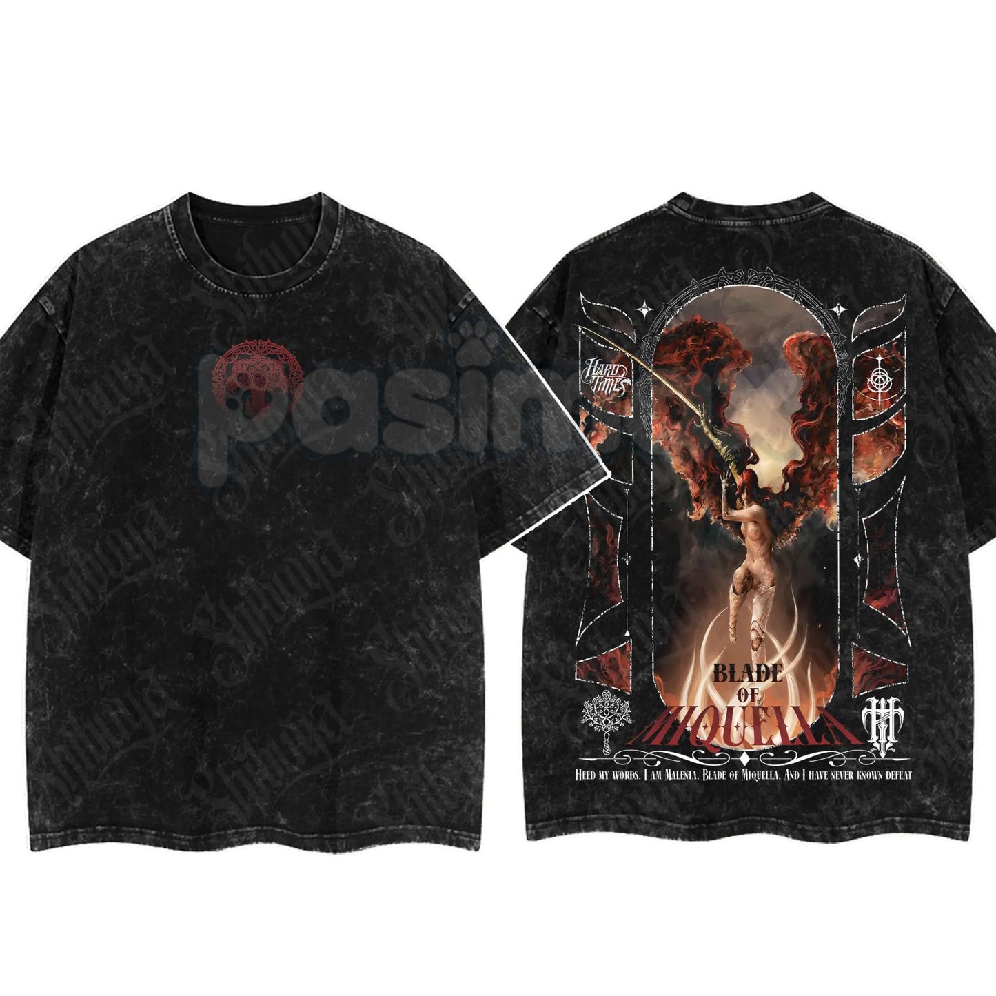 Elden Ring Limited Edition Double-Printed T-Shirt – Oversized Acid Washed Graphic Tee, Lightweight Cotton Anime Streetwear