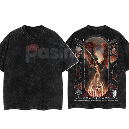 Elden Ring Limited Edition Double-Printed T-Shirt – Oversized Acid Washed Graphic Tee, Lightweight Cotton Anime Streetwear