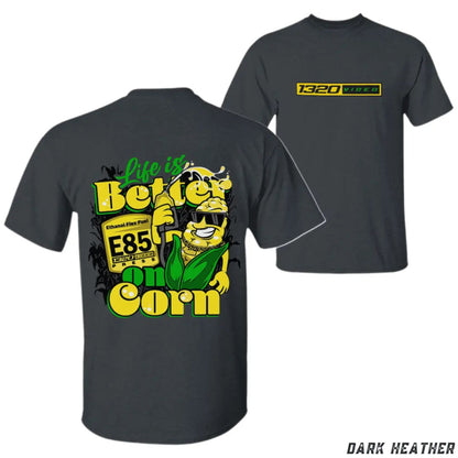 1320 Video "Corn Fuel" T-Shirt - Fun E85 Ethanol Graphic Tee, Street Racing Apparel