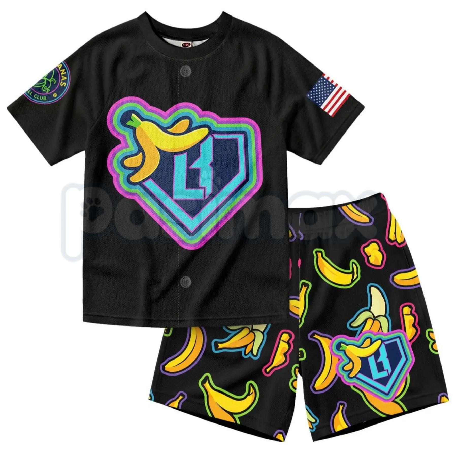 Dabbing Banana USA Flag Kids Baseball Jersey Set – Pasimax