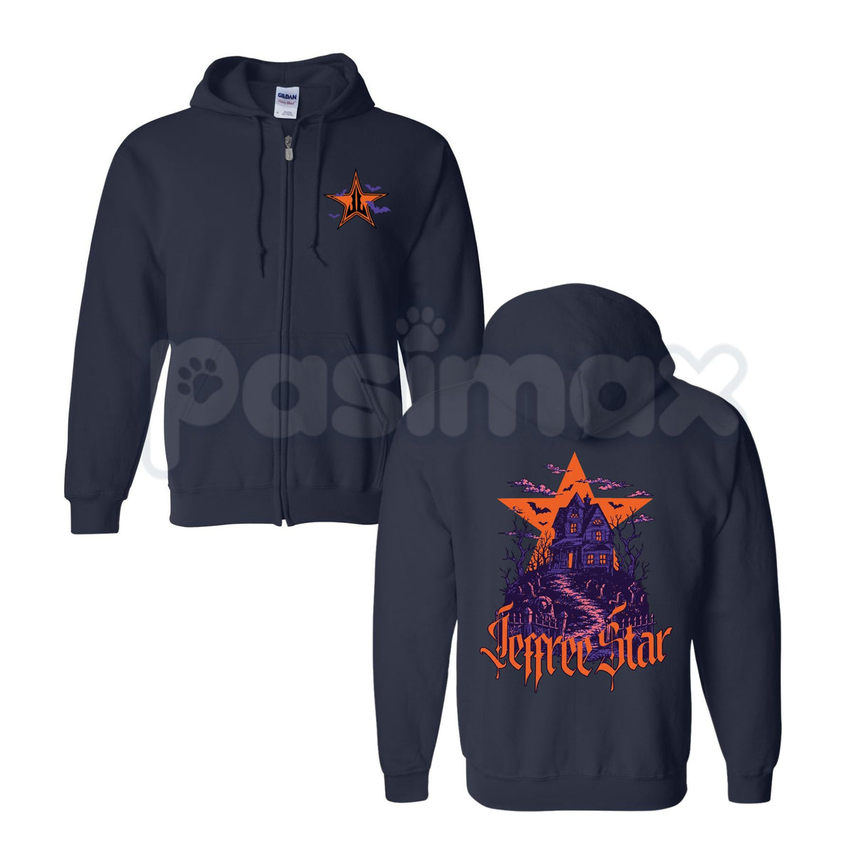 Haunted Manor Zip-Up Hoodie – Spooky Gothic Graphic Sweatshirt, Halloween Dark Cottagecore Outerwear for Men & Women