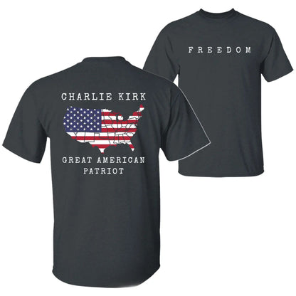 Charlie Kirk "Freedom & True Patriot" T-Shirt - American Statement Tee, Political Fan Apparel