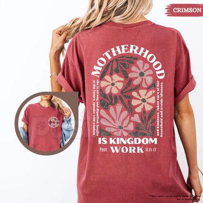 Comfort Colors® "Kingdom Work" Christian Motherhood T-Shirt – Faith-Based Mama Floral Tee, Religious Mother’s Day Gift, Vintage Aesthetic Bible Verse Shirt
