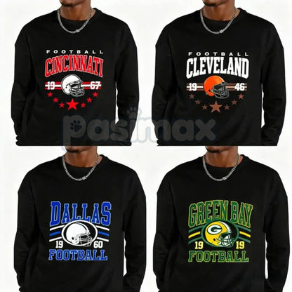 90s All Team Football Sweatshirt – Vintage 1960s Retro Fan Crewneck-Pasimax