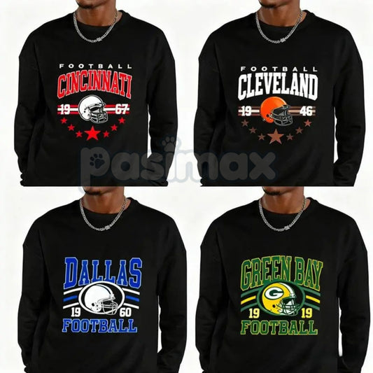 90s All Team Football Sweatshirt – Vintage 1960s Retro Fan Crewneck-Pasimax