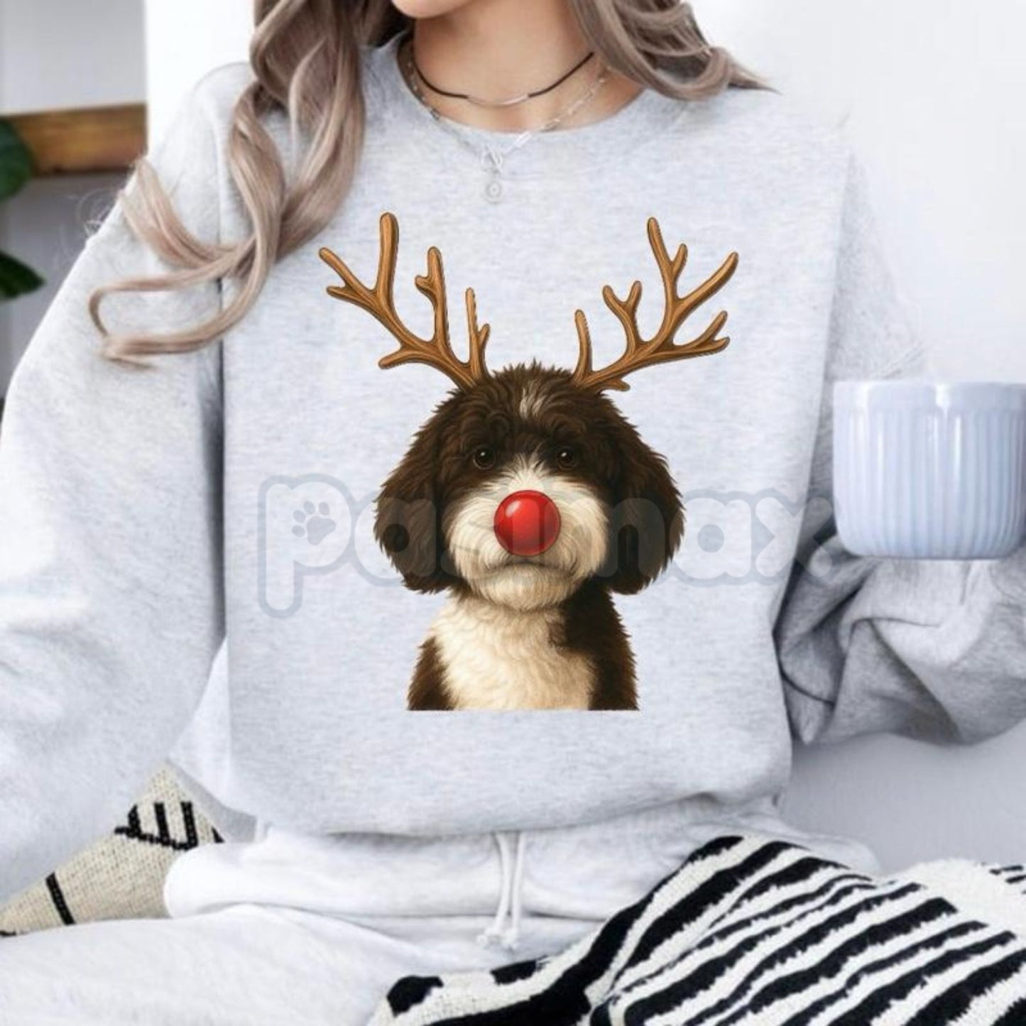 Christmas Reindeer Dog Sweatshirt – Festive Pet Graphic Holiday Apparel