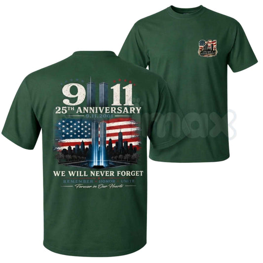 9/11 25th Anniversary Memorial T-Shirt – Never Forget September 11 Patriot Unisex Tee-Pasimax