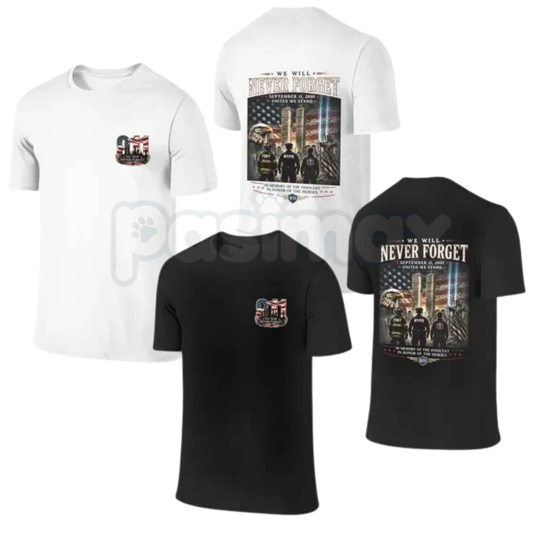 9/11 Memorial Twin Towers T-Shirt – American Flag Eagle First Responder Patriot Unisex Tee-Pasimax