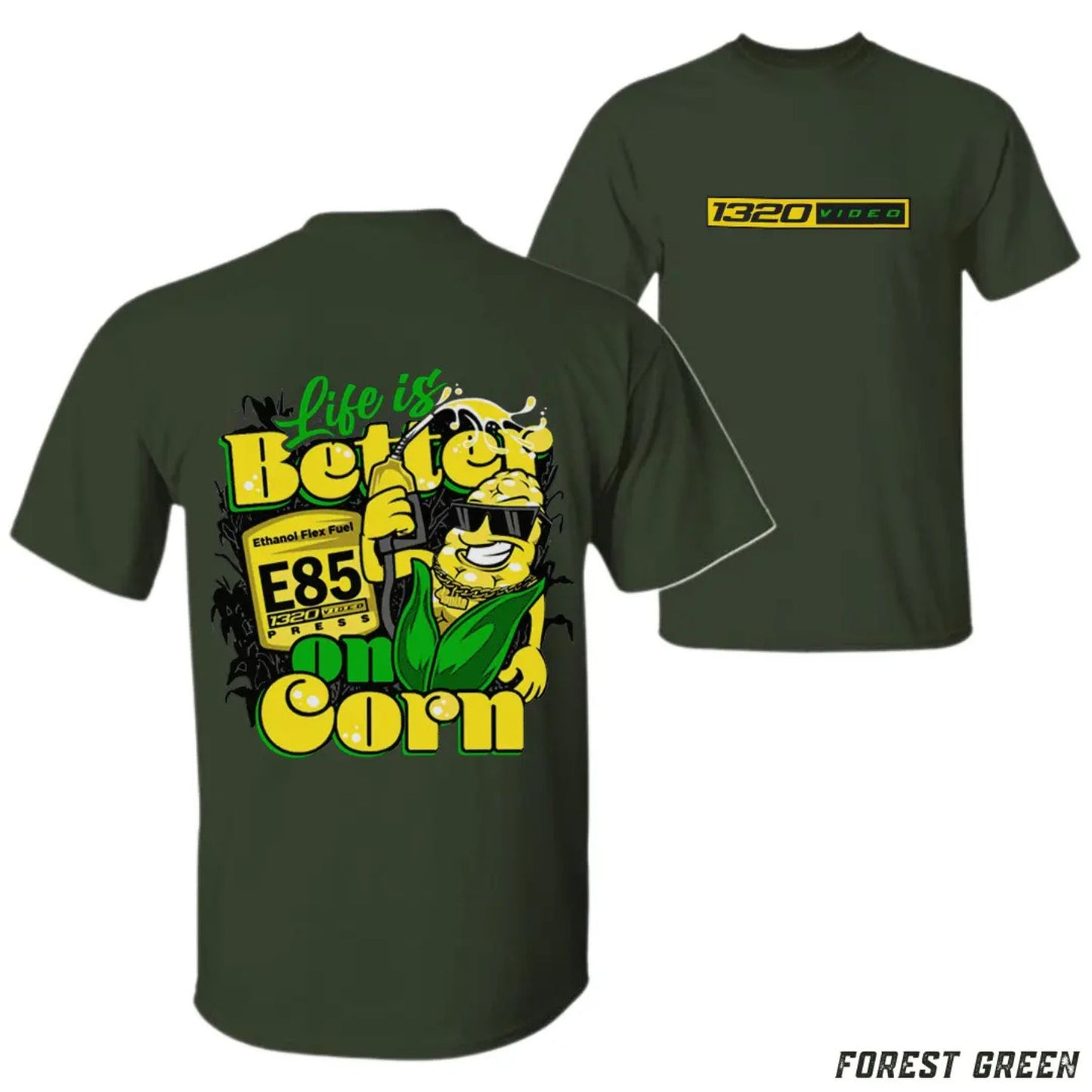 1320 Video "Corn Fuel" T-Shirt - Fun E85 Ethanol Graphic Tee, Street Racing Apparel