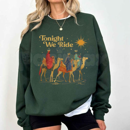 Retro Tonight We Ride Wise Men Sweatshirt | Christian Faith Holiday Crewneck