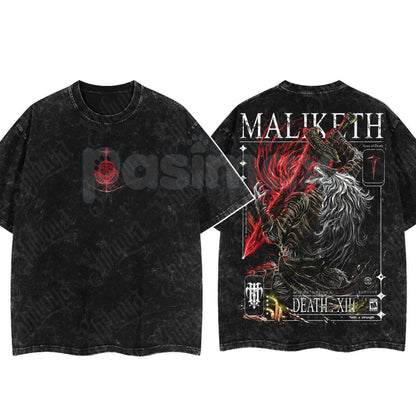 Elden Ring Limited Edition Double-Printed T-Shirt – Oversized Acid Washed Graphic Tee, Lightweight Cotton Anime Streetwear