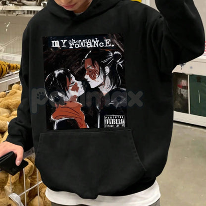 AOT Rock Band Album Cover Hoodie – Anime Mashup Streetwear, Attack on Titan Heavy Metal Pullover, Unisex-Pasimax