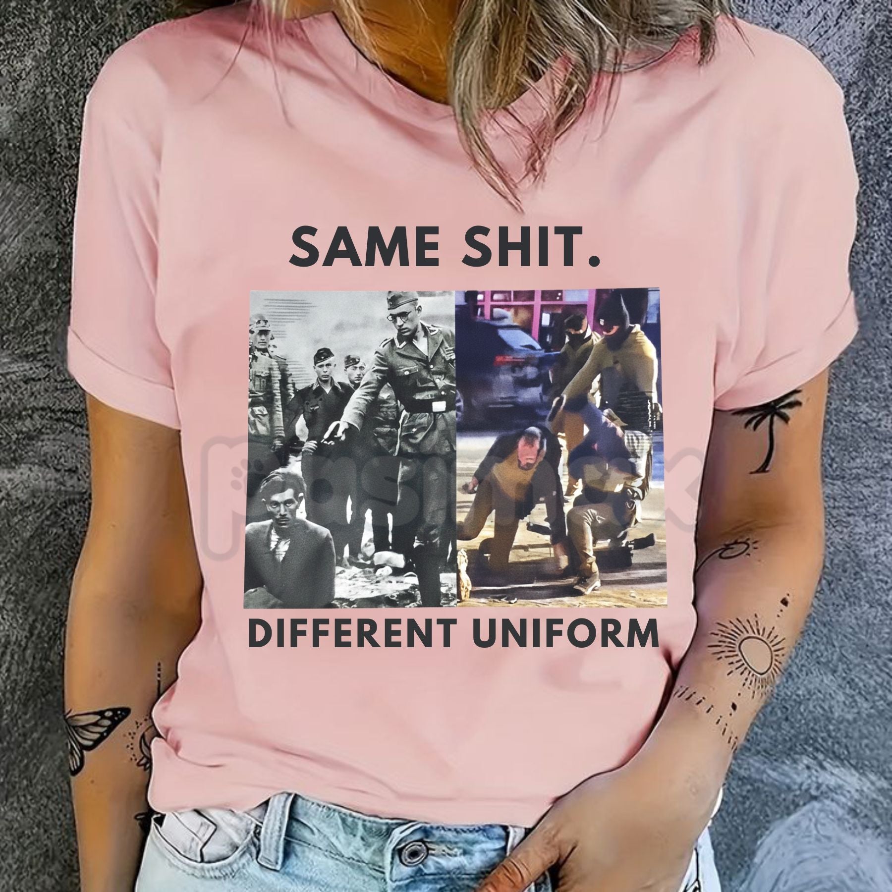 "Abolish ICE: Different Uniform Same Shit" T-Shirt - Radical Social Justice Graphic Tee, Political Protest & Reform Shirt, Premium Heavyweight Unisex Activist Top, Immigration Reform Statement Apparel, Subversive Anti-ICE Graphic Tee-Pasimax