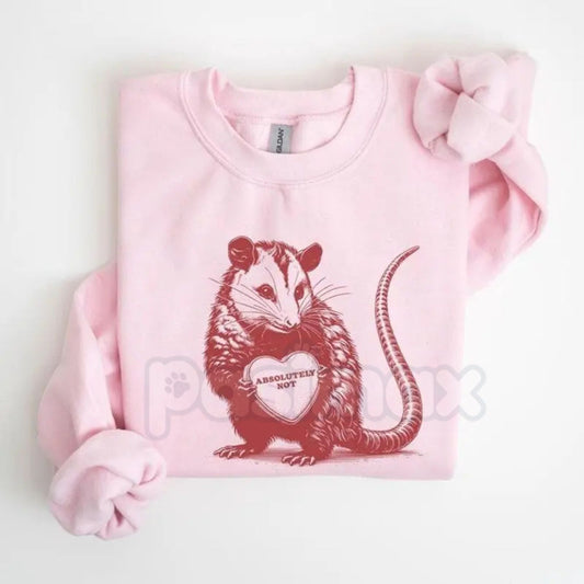 Absolutely Not Opossum Meme Sweatshirt | Vintage Animal Heart Crewneck | Funny Possum Lover Gift | Sarcastic Opossum Graphic Jumper | Retro Trash Cat Pullover | Weird Core Aesthetic Shirt-Pasimax