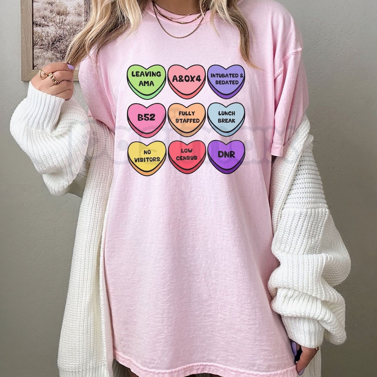 Aesthetic Fruits of the Spirit Hearts T-Shirt - Modern Christian Candy Heart Tee, Galatians 5:22 Scripture Graphic Shirt, Minimalist Faith-Based Gift Apparel-Pasimax