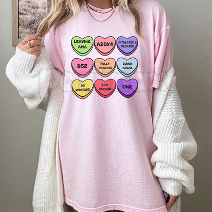 Aesthetic Fruits of the Spirit Hearts T-Shirt - Modern Christian Candy Heart Tee, Galatians 5:22 Scripture Graphic Shirt, Minimalist Faith-Based Gift Apparel-Pasimax