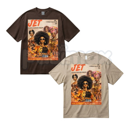 Afro Glamour Vintage Magazine Cotton T-Shirt – Retro Black Beauty Graphic Tee, Premium Melanin Pride Unisex Streetwear Shirt-Pasimax