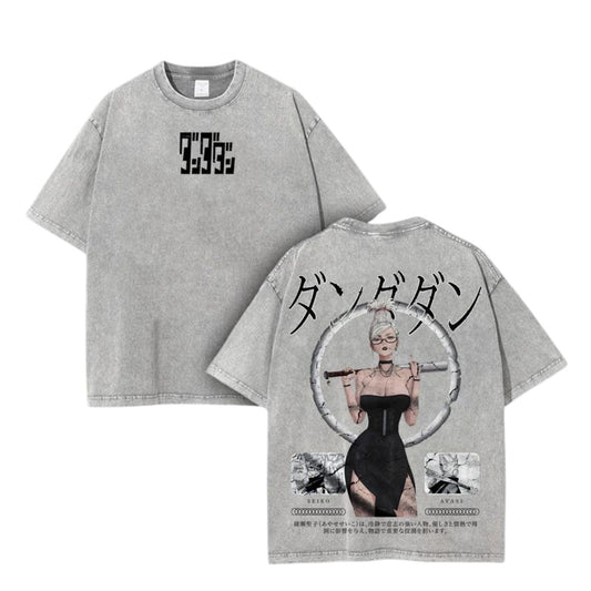 Aira Seikoo Retro Manga Shirt – Washed Gothic Japanese Font T-Shirt, Heavy Cotton Streetwear Top-Pasimax