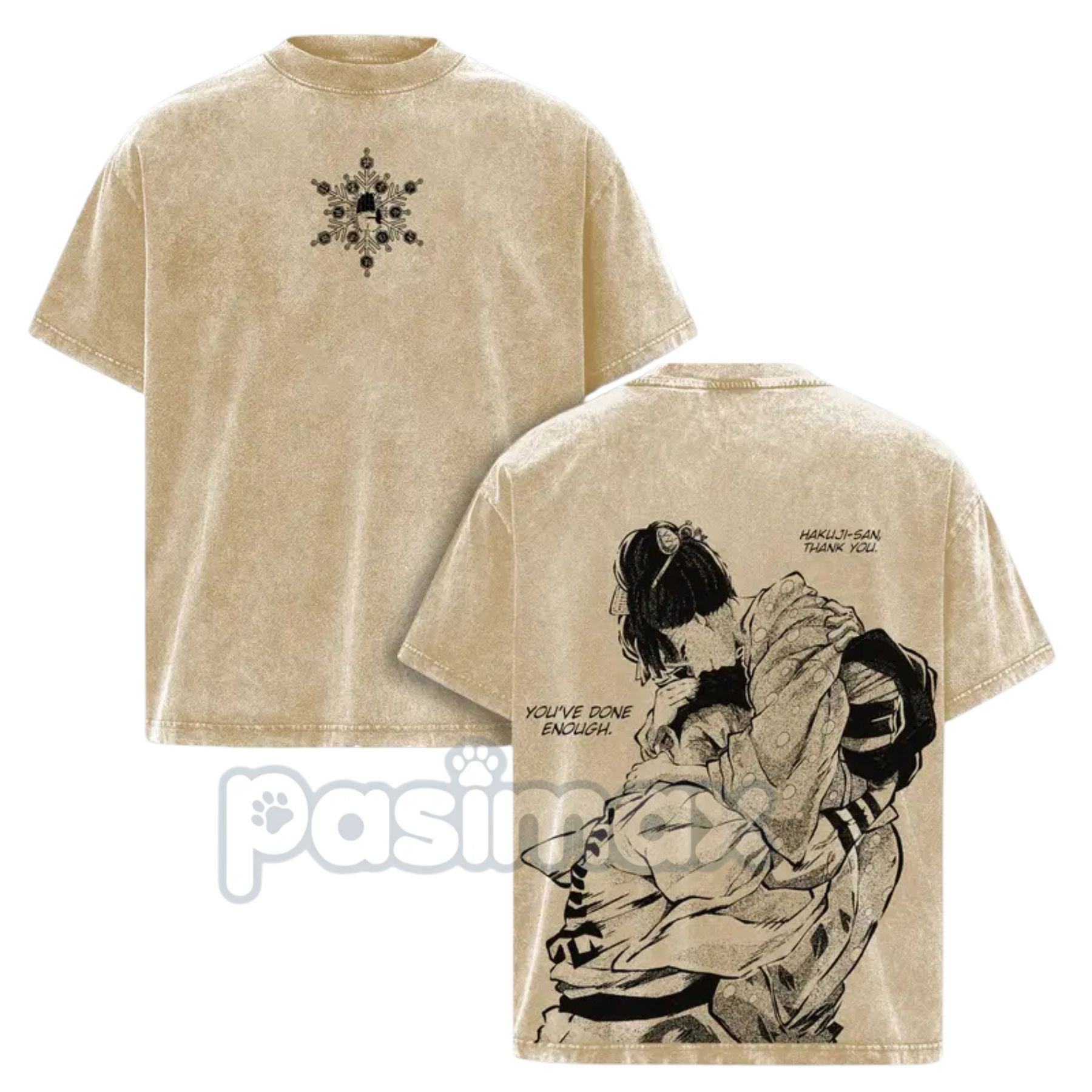 Akaza vs. Koyuki Demon Slayer T-Shirt – 2-Sided Washed Cotton Graphic Tee, Oversized Anime Manga-Pasimax