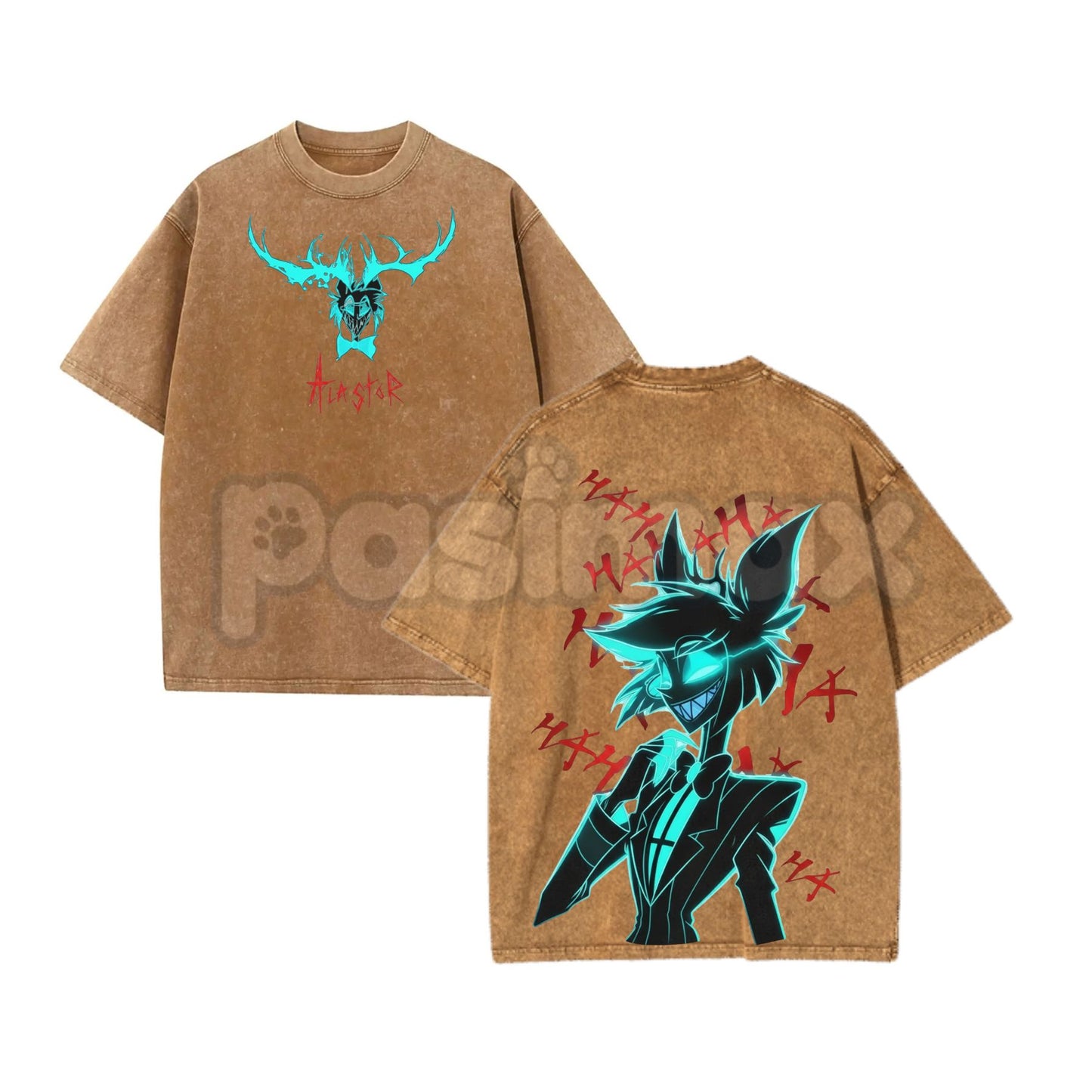 Alastor Hazbin Hotel T-Shirt – Vintage Washed Oversized Graphic Tee, Radio Demon Merch-Pasimax