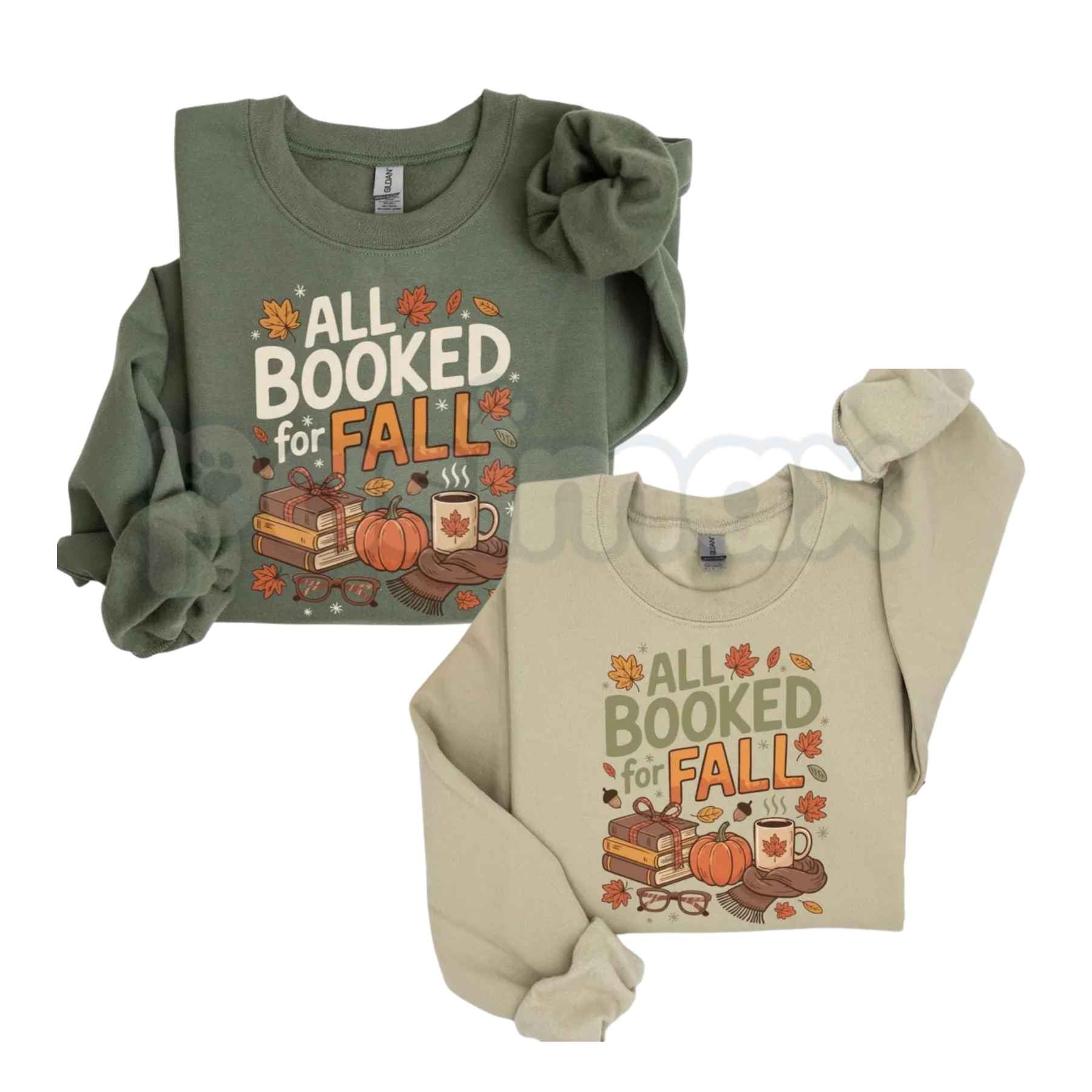 All Booked For Fall Sweatshirt | Bookish Fall Season Graphic Crewneck-Pasimax