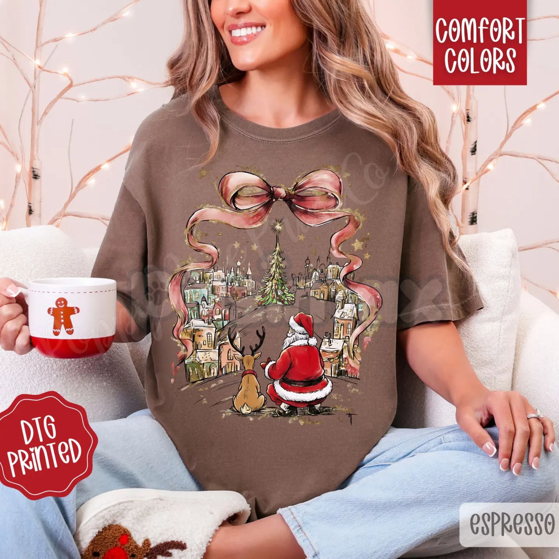 'All I Want For Christmas Is Coquette' Comfort Colors® T-Shirt – Trendy Bow Aesthetic Holiday Tee, Christmas Town Vibes-Pasimax