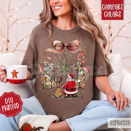 'All I Want For Christmas Is Coquette' Comfort Colors® T-Shirt – Trendy Bow Aesthetic Holiday Tee, Christmas Town Vibes-Pasimax
