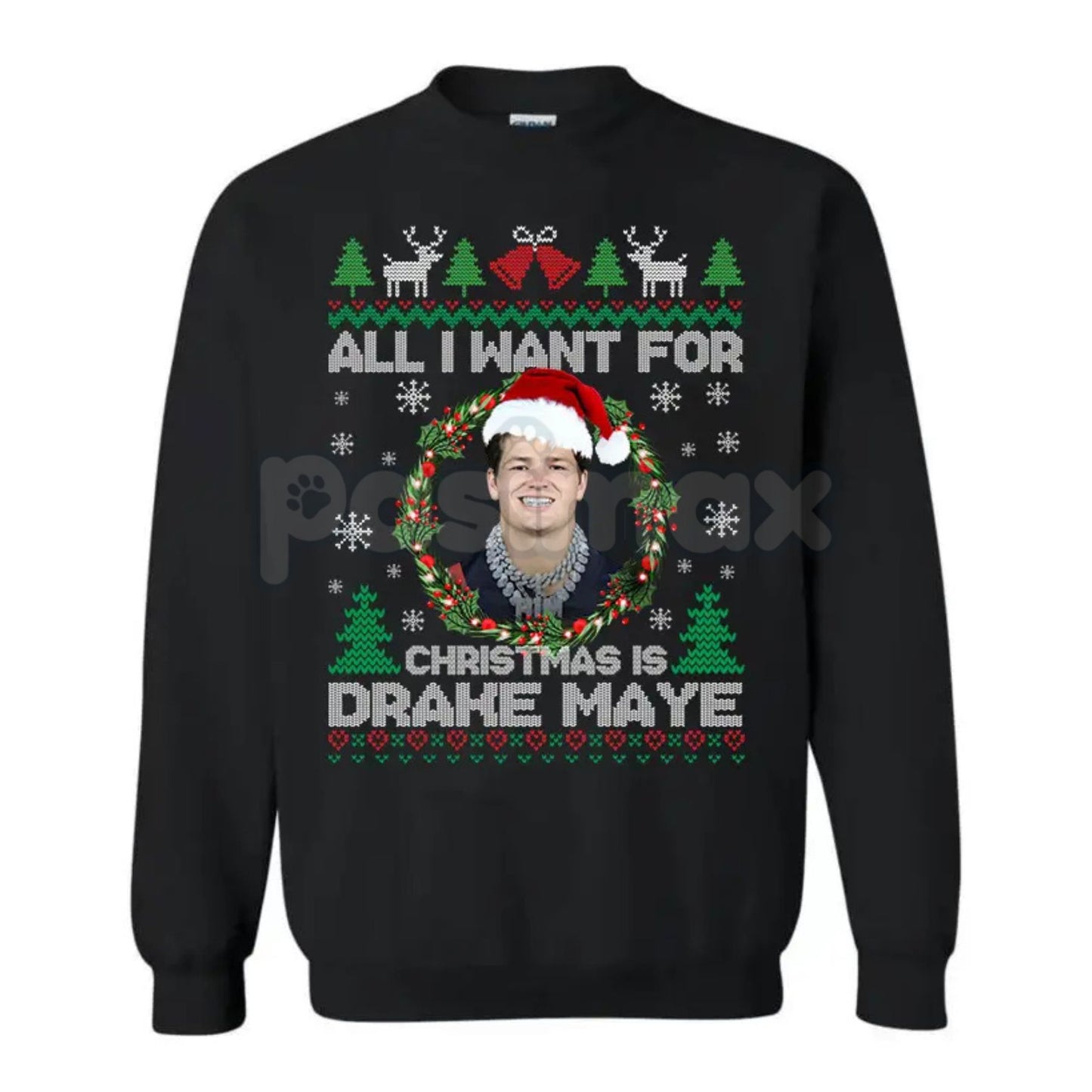 All I Want For Christmas Is D Maye Sweatshirt | Drake Maye Football Fan Crewneck | UNC QB Draft Prospect Jumper | Sports Holiday Gift-Pasimax