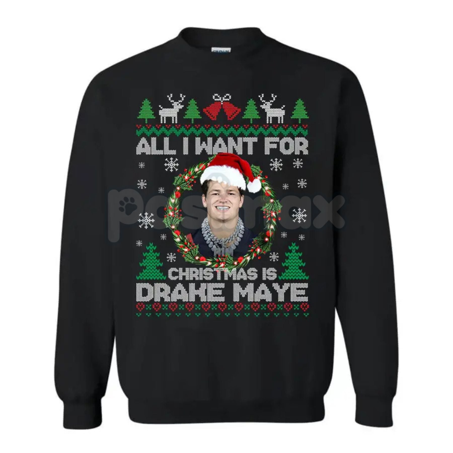 All I Want For Christmas Is D Maye Sweatshirt | Drake Maye Football Fan Crewneck | UNC QB Draft Prospect Jumper | Sports Holiday Gift-Pasimax