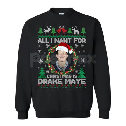 All I Want For Christmas Is D Maye Sweatshirt | Drake Maye Football Fan Crewneck | UNC QB Draft Prospect Jumper | Sports Holiday Gift-Pasimax
