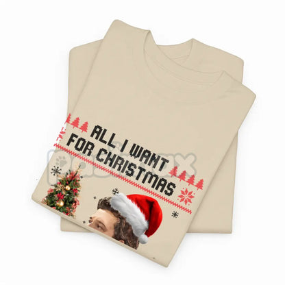 "All I Want for Christmas" Music Lover T-Shirt - Funny Holiday Slogan Tee, Christmas Party Shirt, Unisex Festive Gift Apparel-Pasimax