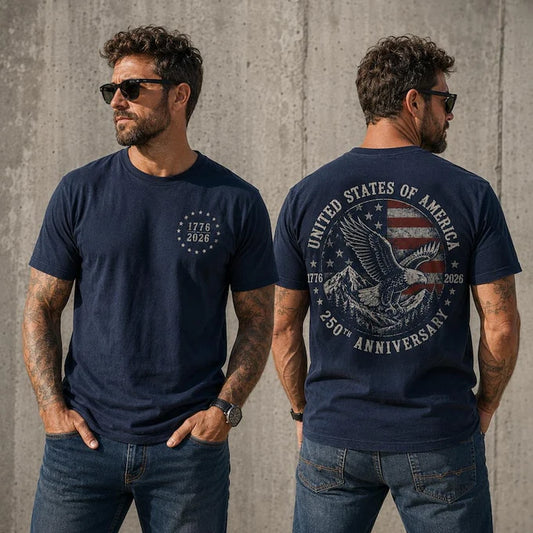 America 250 Patriotic Eagle T-Shirt – 1776–2026 Semi-Quincentennial Anniversary Commemorative Unisex Graphic Tee-Pasimax