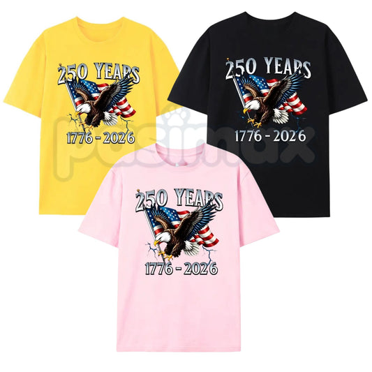America 250th Anniversary Eagle T-Shirt – 1776-2026 United States Flag Design, Premium 100% Cotton Semiquincentennial Top, Soft Lived-In Heavyweight Patriotic Eagle Shirt, Made in USA-Pasimax
