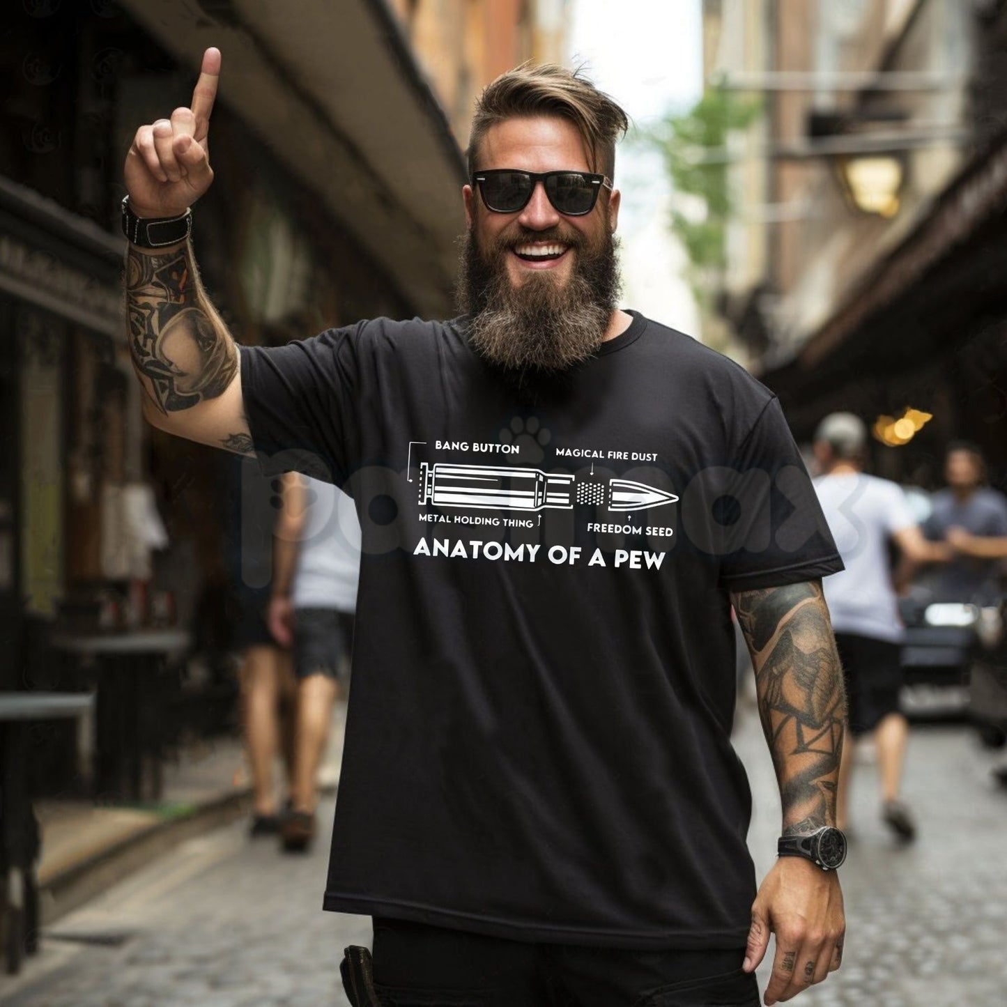 Anatomy of a Pew Funny Gun Humor T-Shirt - Shooting Sports Diagram Tee, Pro-Gun Sarcastic Apparel, Firearm Enthusiast Gift-Pasimax