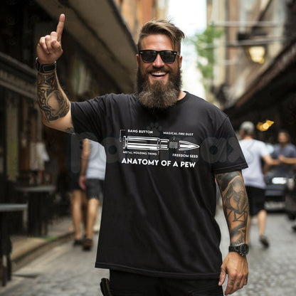 Anatomy of a Pew Funny Gun Humor T-Shirt - Shooting Sports Diagram Tee, Pro-Gun Sarcastic Apparel, Firearm Enthusiast Gift-Pasimax