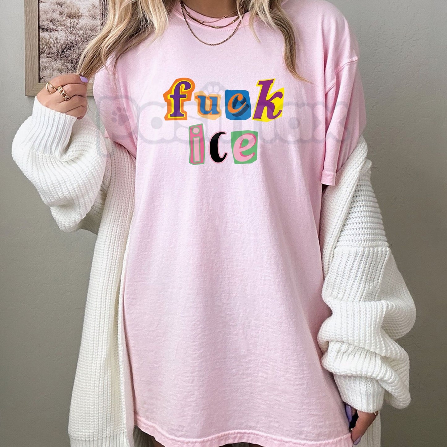"Anti-ICE" Magazine Letter T-Shirt - Radical Activist Ransom Note Graphic Tee, Subversive Immigration Reform Shirt, Premium Heavyweight Unisex Social Justice Top, DIY Aesthetic Protest Apparel, Anti-ICE Streetwear Statement Tee-Pasimax