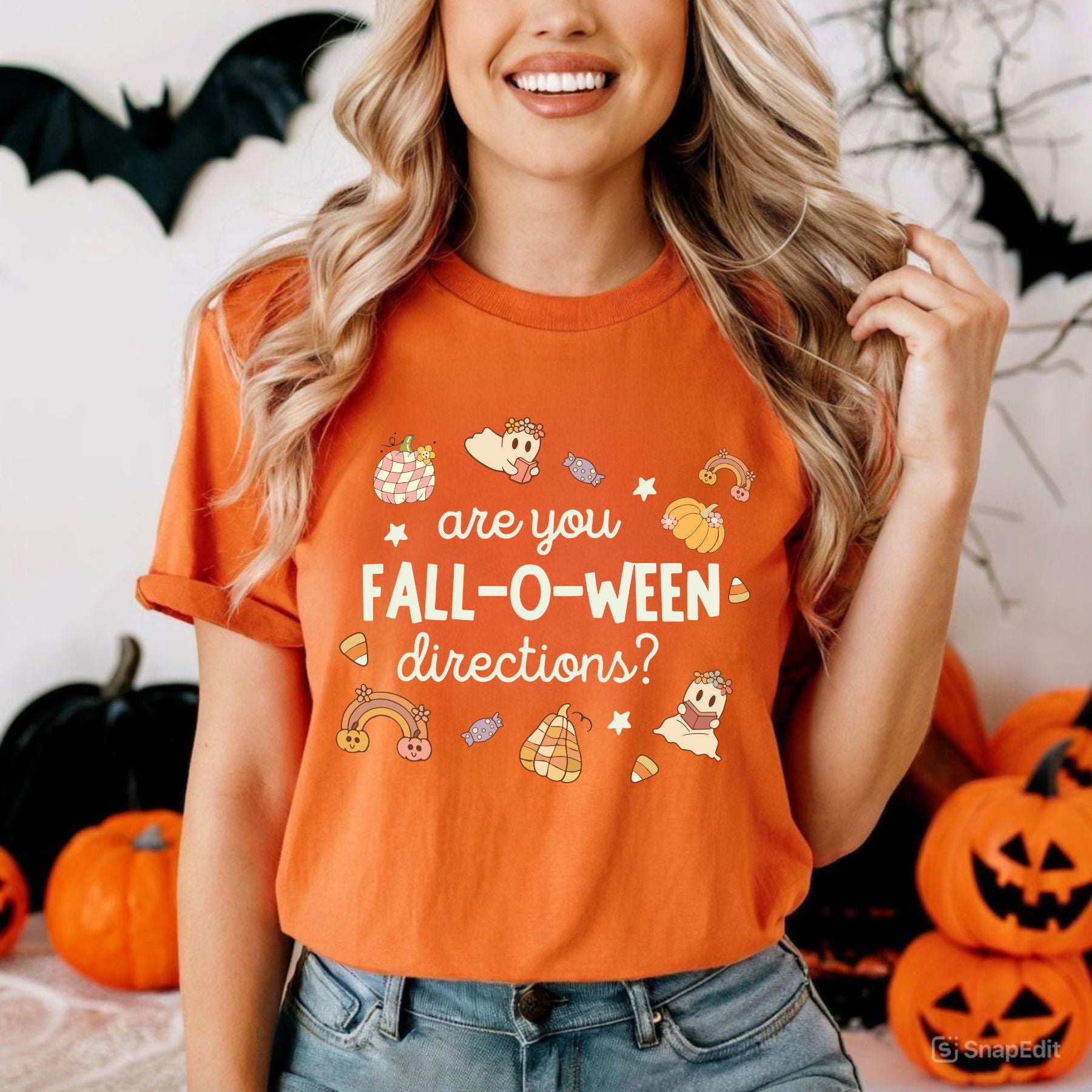 "Are You Fall-O-Ween Directions?" Shirt - Funny Halloween Pun Tee, Spooky Season Apparel-Pasimax