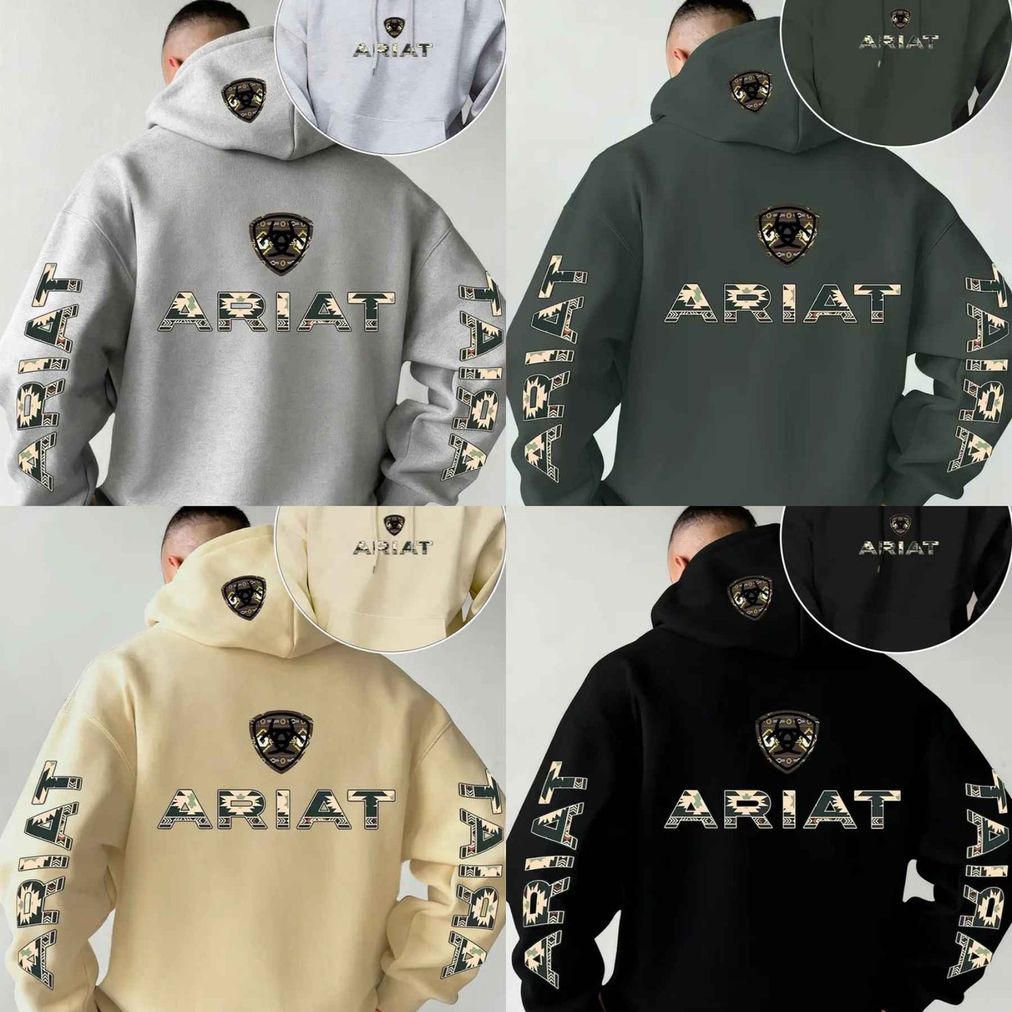 Ariat Letter Print Hooded Sweatshirt – Western Style Graphic Pullover, Rugged Outdoor Country Hoodie, Unisex Casual Apparel-Pasimax