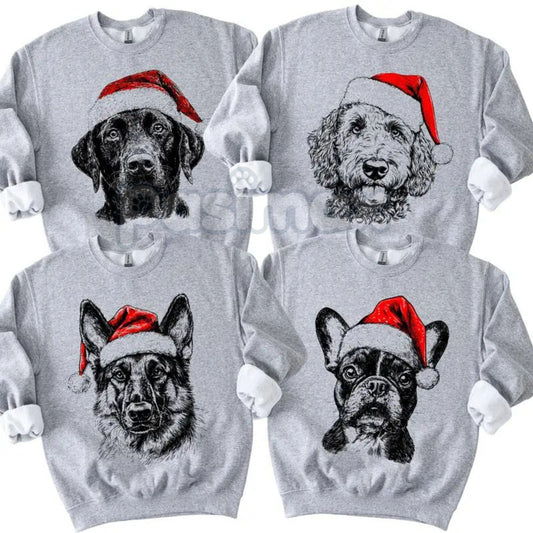 Ash Grey "Santa Paws" Dog Christmas Crewneck – Cozy Pet Lover Holiday Sweatshirt-Pasimax