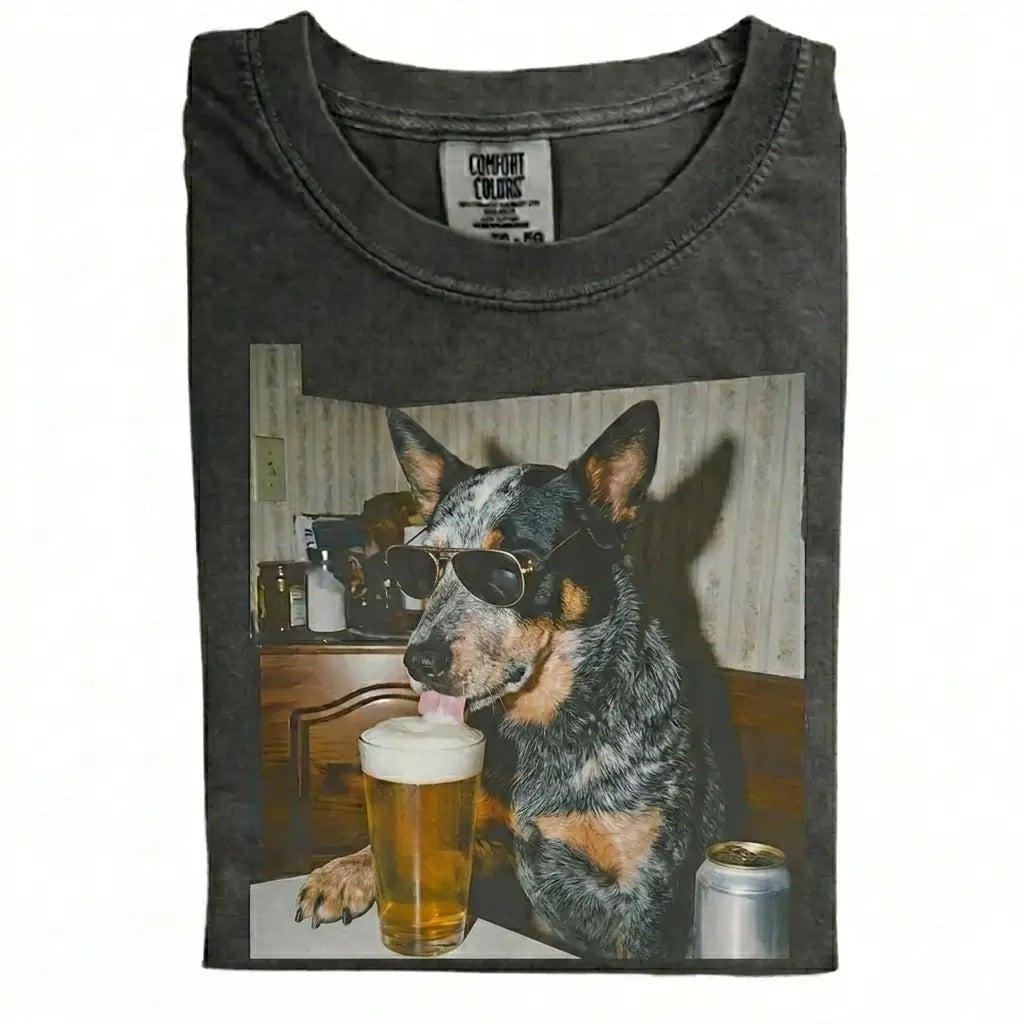 Comfort Colors® Custom Dog Breeds Drinking Beer T-Shirt – Vintage 90s Funny Edgy Dog Meme Tee, Aesthetic Retro Brewery Lover Dog Dad Gift Top