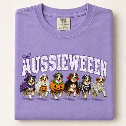 Comfort Colors® Dog Breeds Halloween T-Shirt – Funny Dog Mom Spooky Season Graphic Tee, Vintage Pet Lover Unisex Top