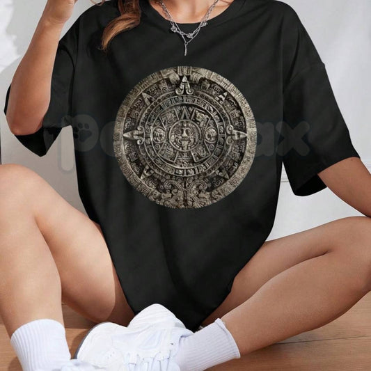 Aztec Mayan Calendar T-Shirt – Ancient Mesoamerican History Culture Graphic Tee-Pasimax
