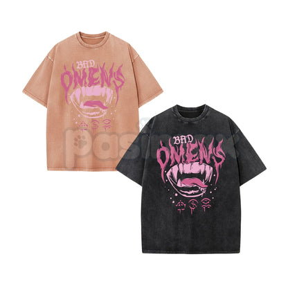 Bad Omen Interesting Trendy Style Washed Shirt – Dark Aesthetic Surrealist Streetwear Tee-Pasimax