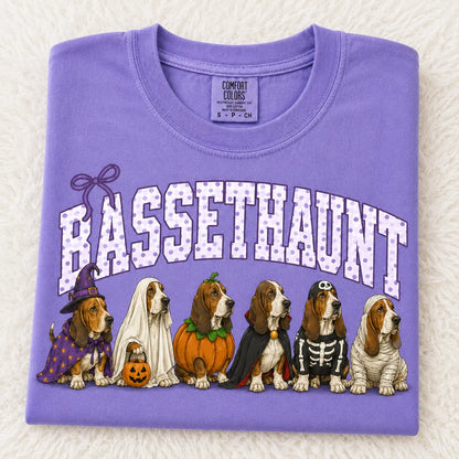 Comfort Colors® Dog Breeds Halloween T-Shirt – Funny Dog Mom Spooky Season Graphic Tee, Vintage Pet Lover Unisex Top