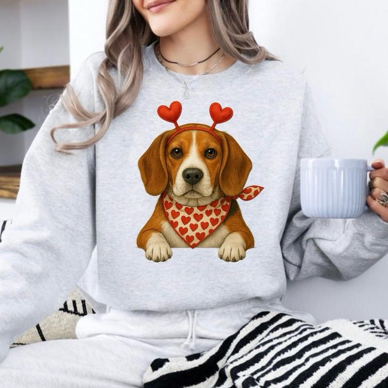 Valentine's Dog Sweatshirt | My Dog is My Valentine Crewneck | Retro Puppy Heart Graphic Jumper | Dog Mom Valentine's Day Gift