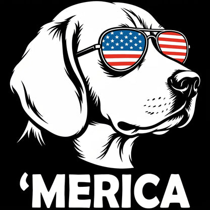 Comfort Colors® Patriotic Dog 4th of July T-Shirt – Funny "Merica" Golden Retriever & Australian Shepherd Shirt, Retro Independence Day Dog Lover Tee