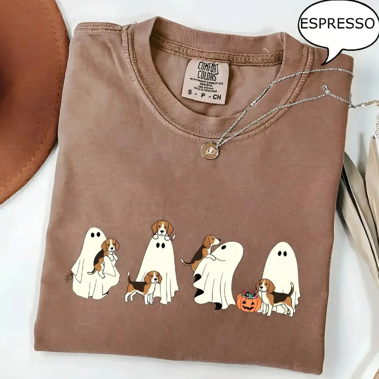 Comfort Colors® Custom Dog Halloween T-Shirt – Breeds Available Ghost Boba Tea Funny Pet Graphic Tee, Spooky Dog Lover Unisex Top