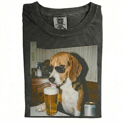 Comfort Colors® Custom Dog Breeds Drinking Beer T-Shirt – Vintage 90s Funny Edgy Dog Meme Tee, Aesthetic Retro Brewery Lover Dog Dad Gift Top