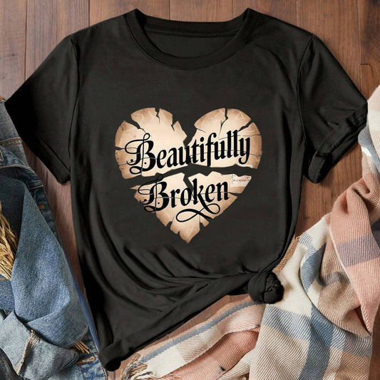 "Beautifully Broken" Vintage Graphic Tee - Stylish Urban Streetwear, Essential Couples Gift-Pasimax